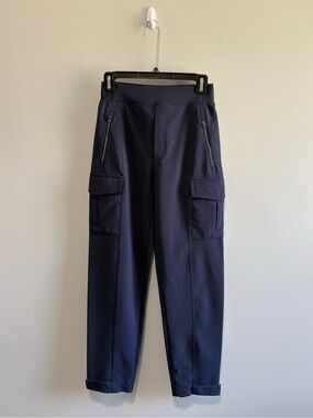 Athleta Endless Cargo Jogger Navy Size 4 Zip Pocket Utility Travel Pants